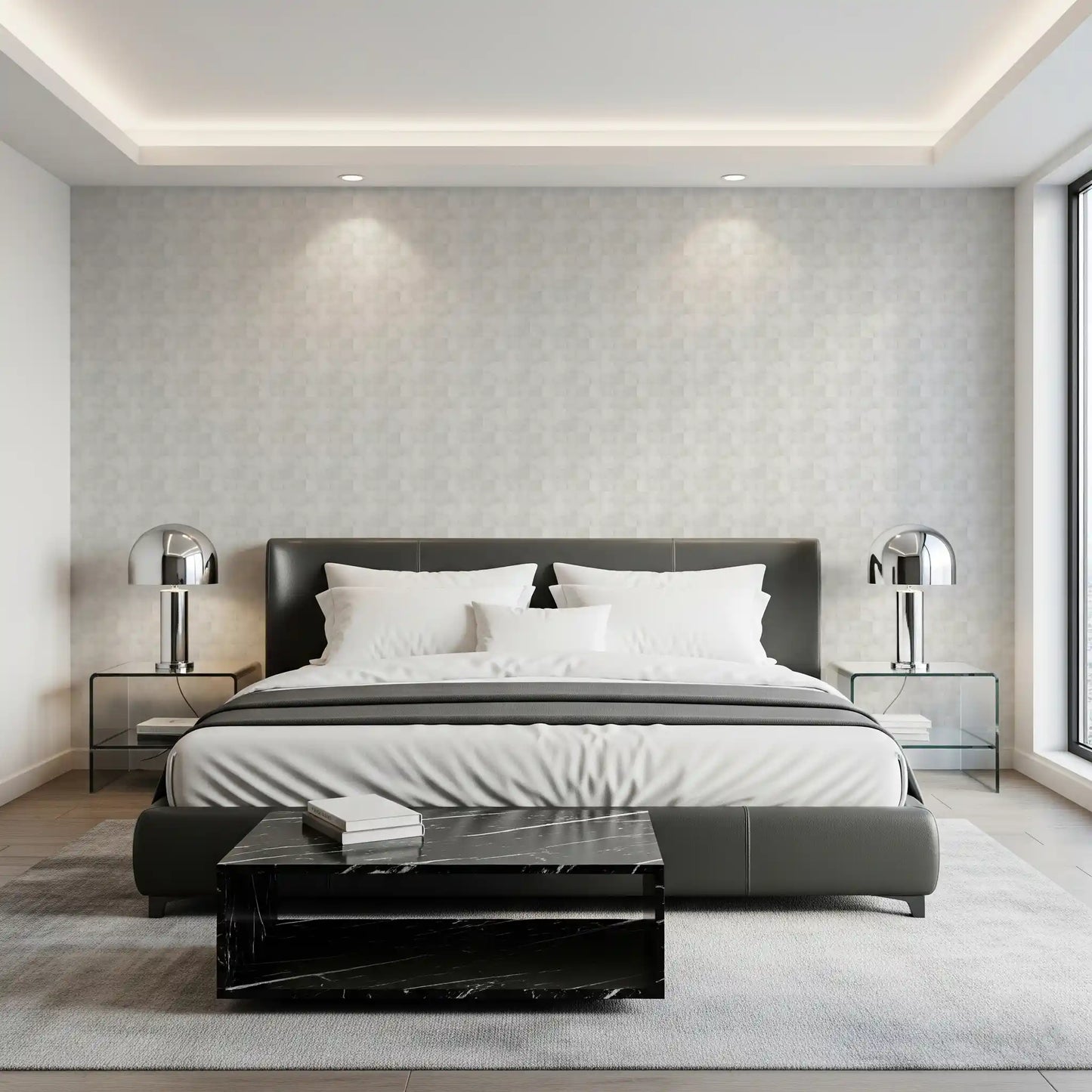 Tapeta Zellige Style Square Tiles - Ghost