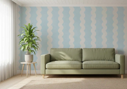 Papier peint mural Soft Serenity à rayures ondulées