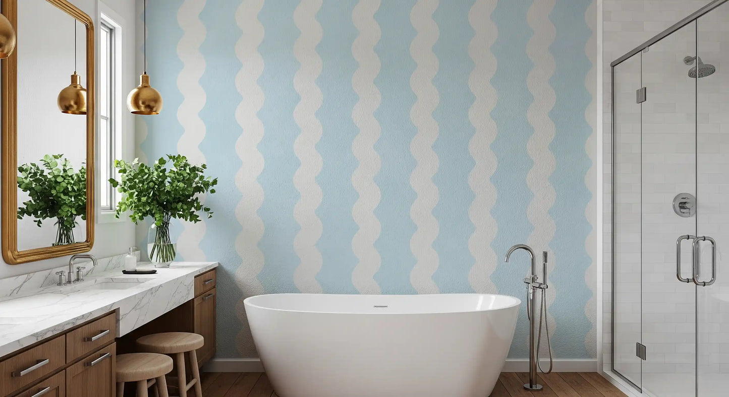 Soft Serenity Wavy Stripes Wall Mural