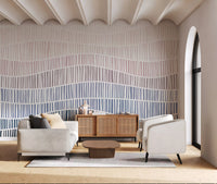 Gradient Waves of Line Art Wall Mural