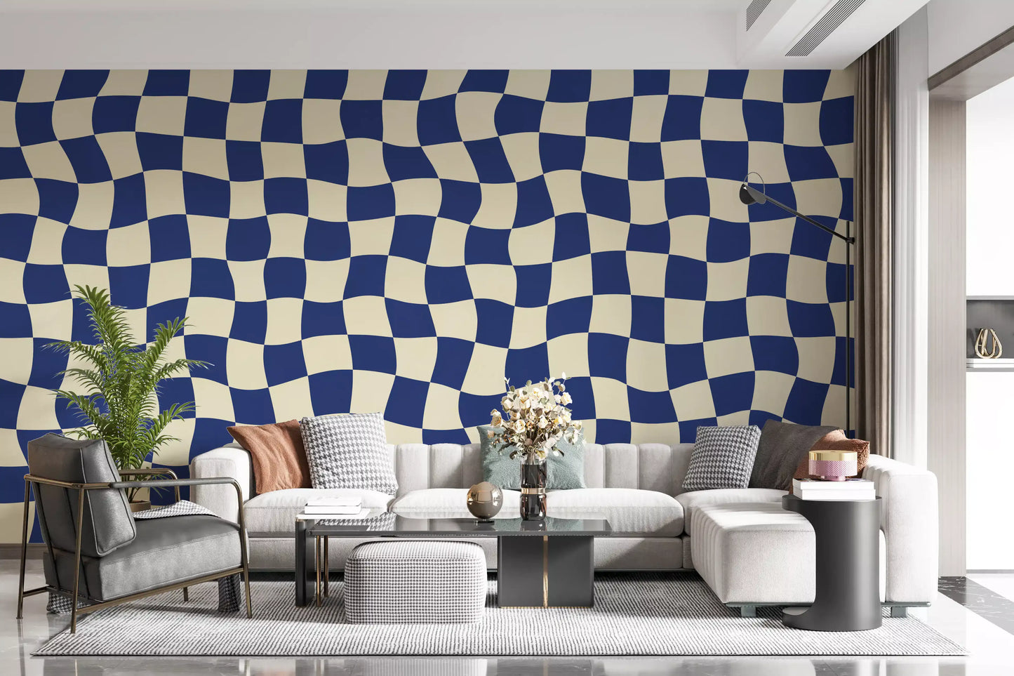 Retro Fluid Checkerboard Wall Mural