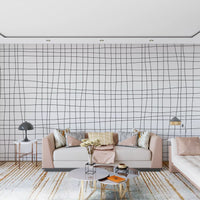 Minimalist Soft Grid Check Wall Mural