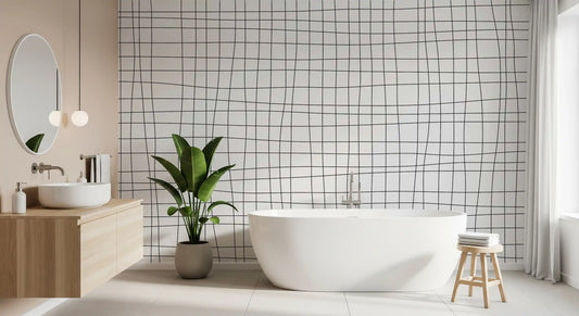 Papier peint mural à motif quadrillé doux minimaliste