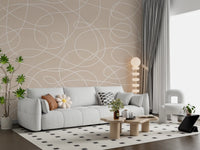 Minimalist Soft Beige Line Art Wall Mural