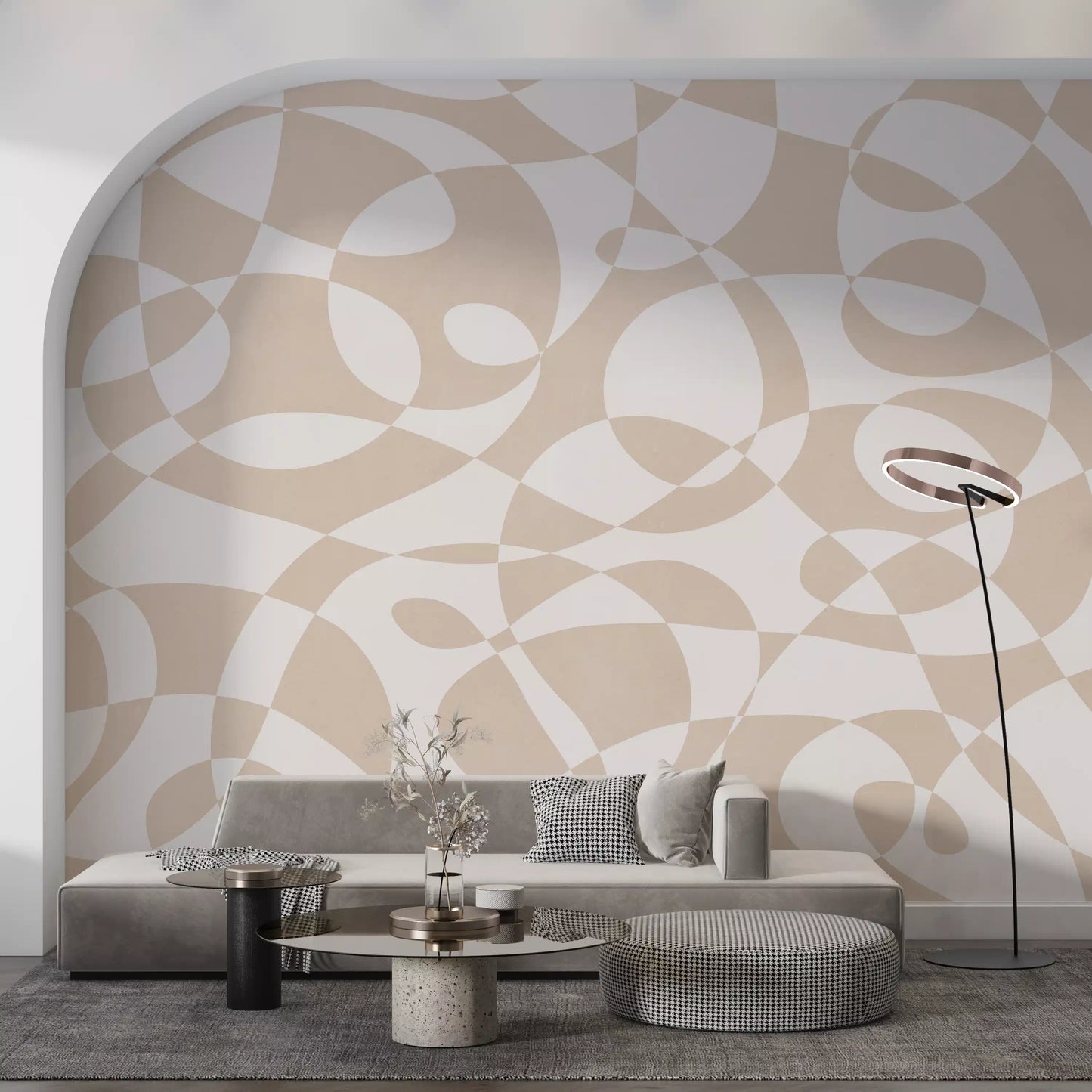 Minimalistisk Flydende Geometri Vægmaleri