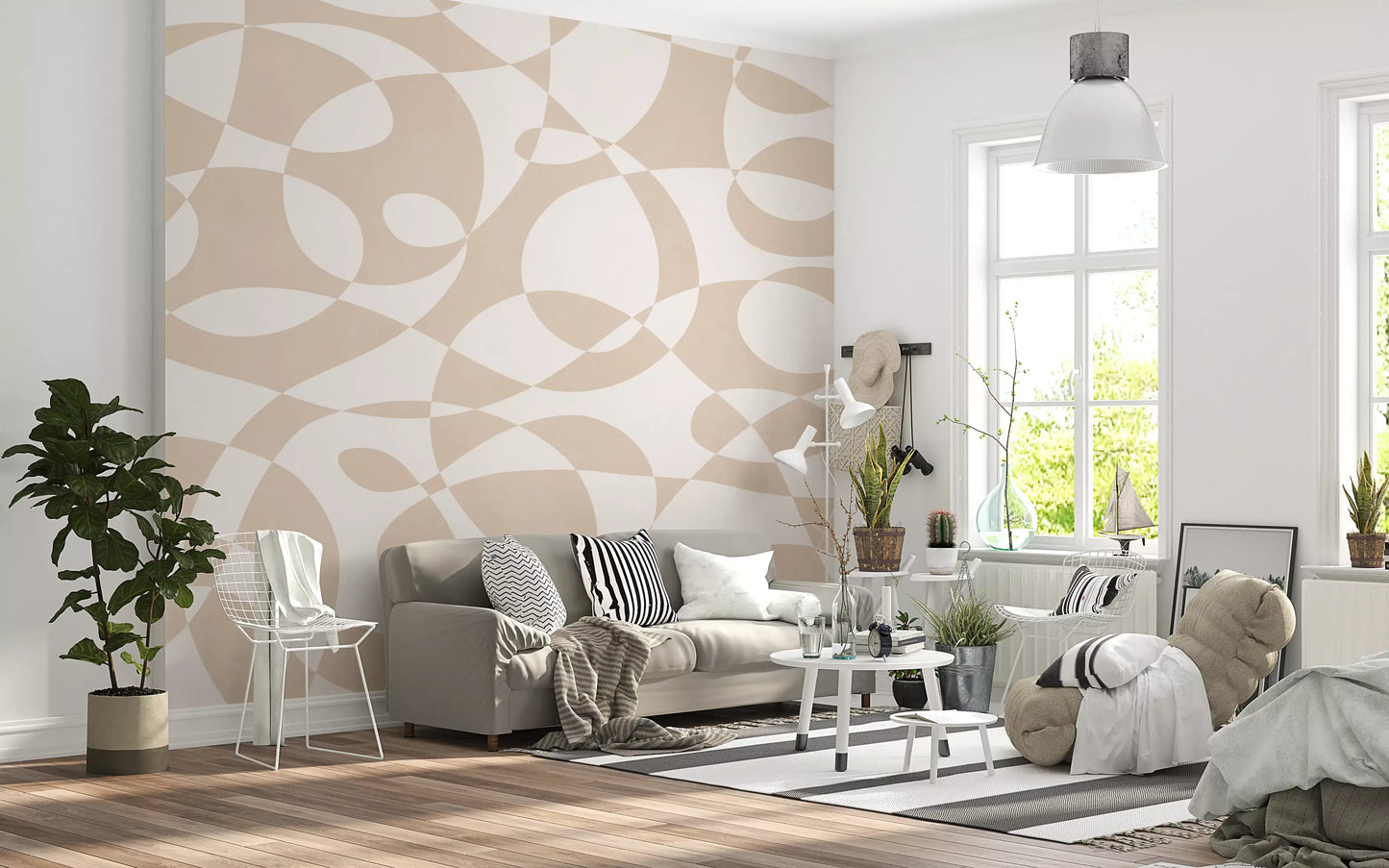 Minimalistisk Flydende Geometri Vægmaleri
