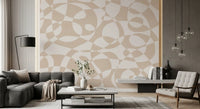 Minimalistisk Flydende Geometri Vægmaleri