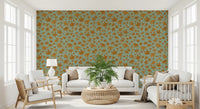 Japanese Maple Leaves - Mustard & Water Wallpaper⁠