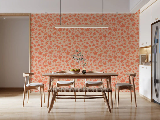 Japanese Maple Leaves Soft Corals Wallpaper with coral foliage GD11353