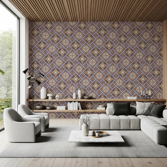 Rustikale Diamant-Gitter-Mosaik-Tapete