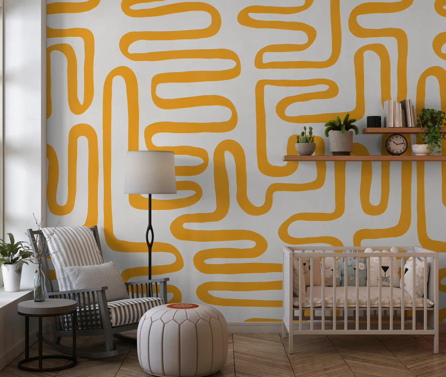 Wandbild Golden Maze mit linearem Muster