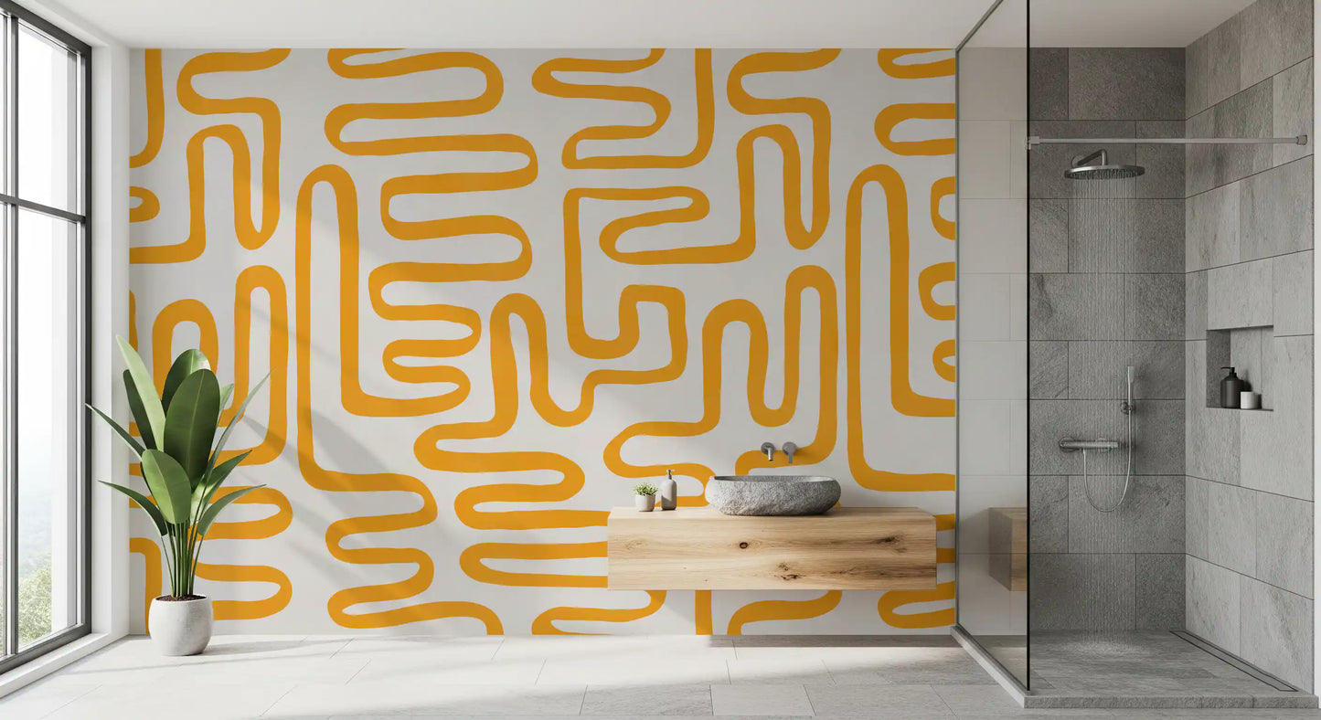 Wandbild Golden Maze mit linearem Muster