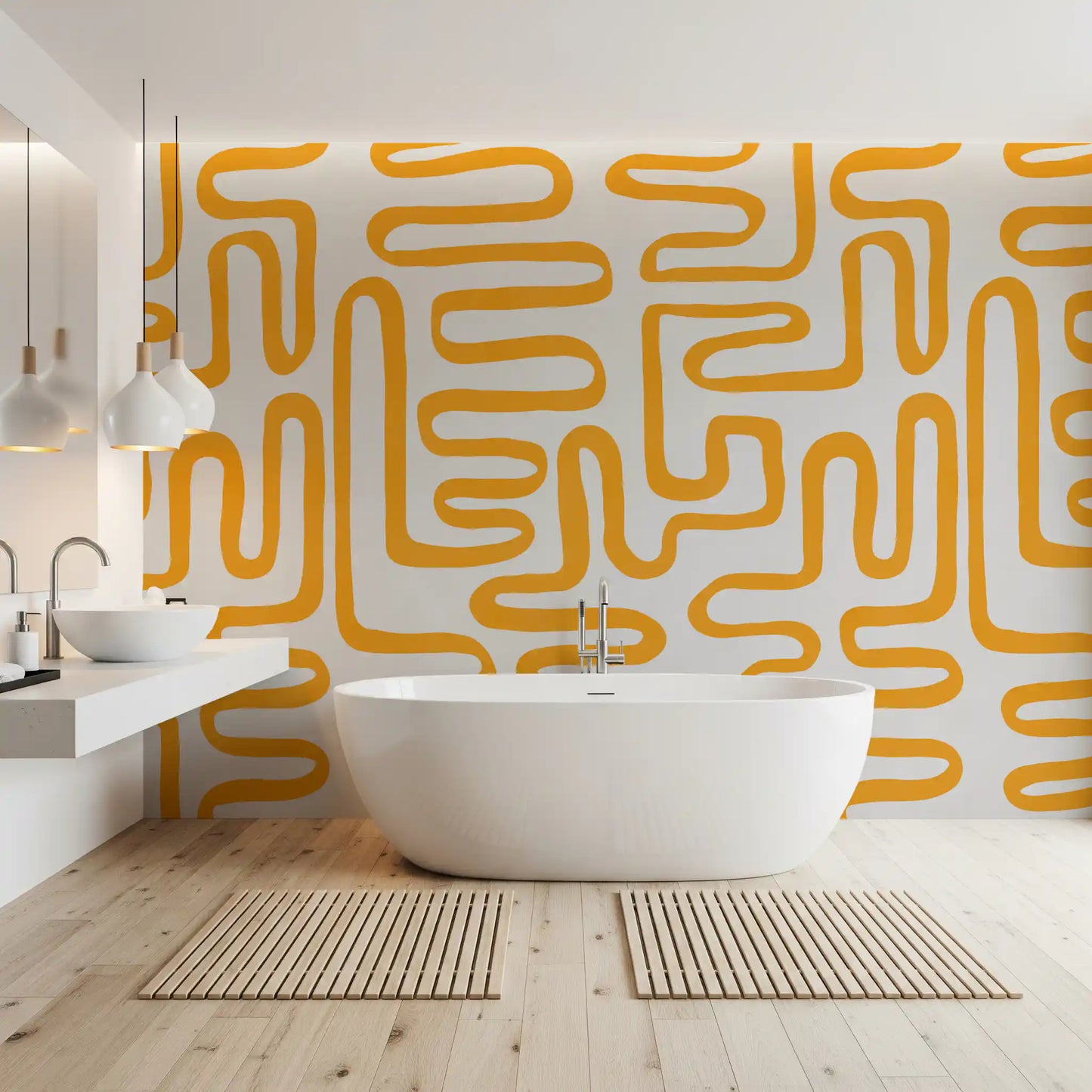Wandbild Golden Maze mit linearem Muster