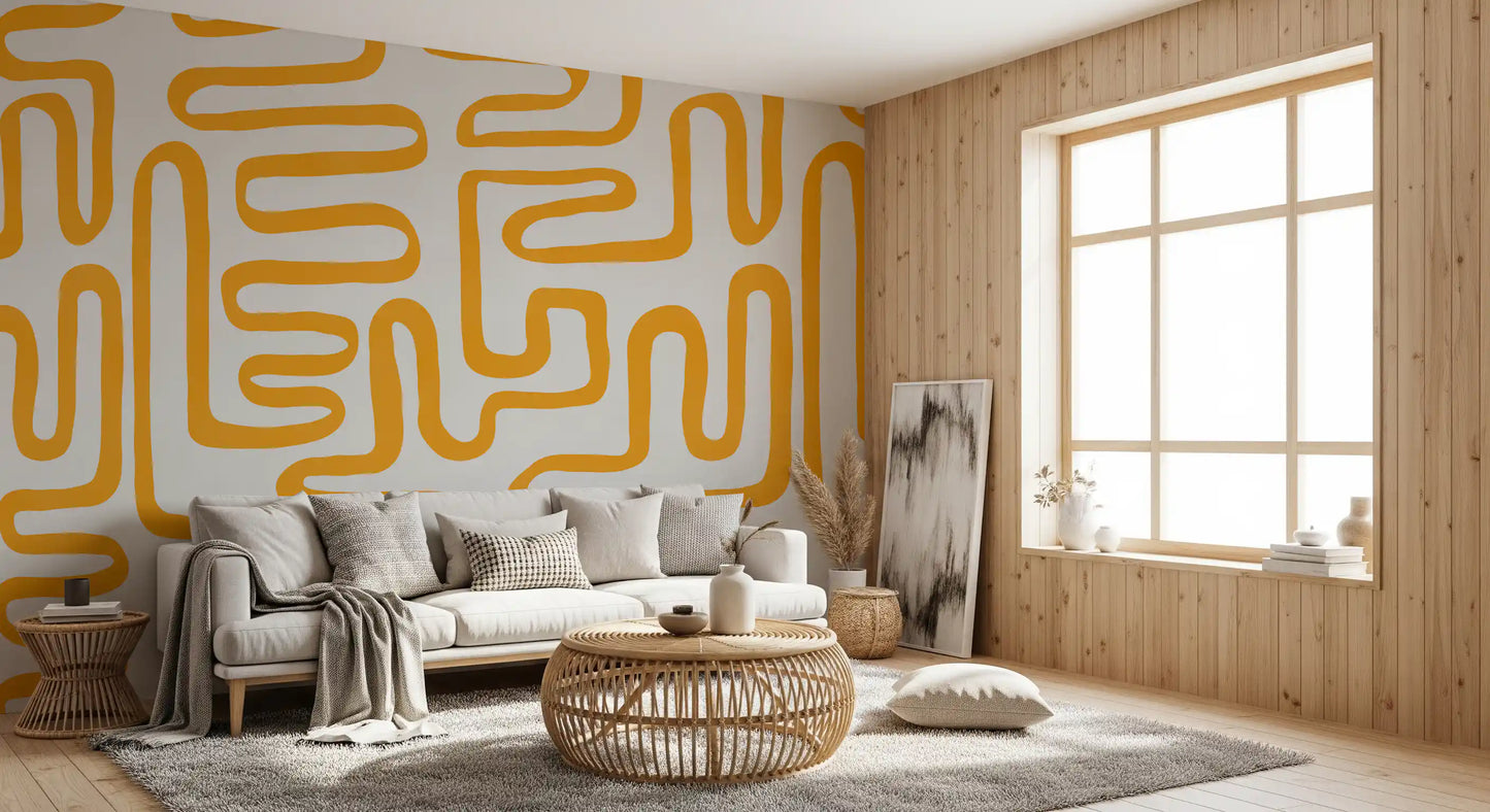 Wandbild Golden Maze mit linearem Muster