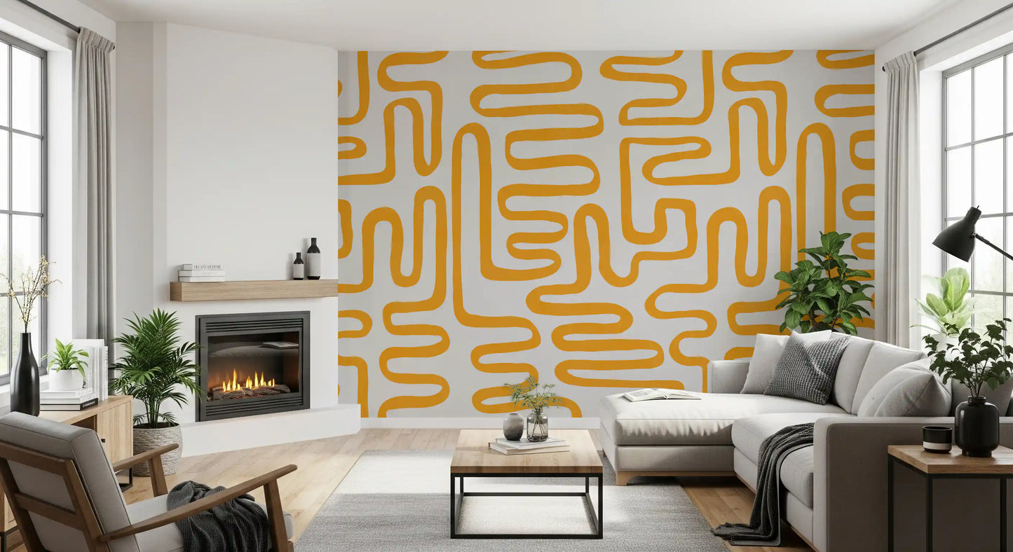Wandbild Golden Maze mit linearem Muster
