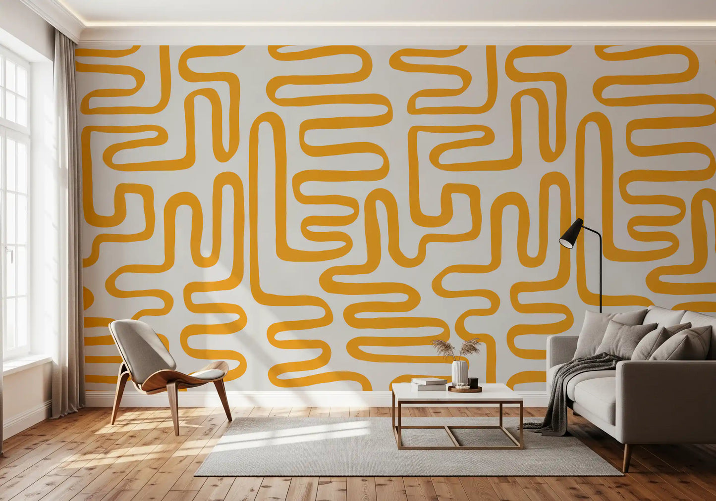 Wandbild Golden Maze mit linearem Muster