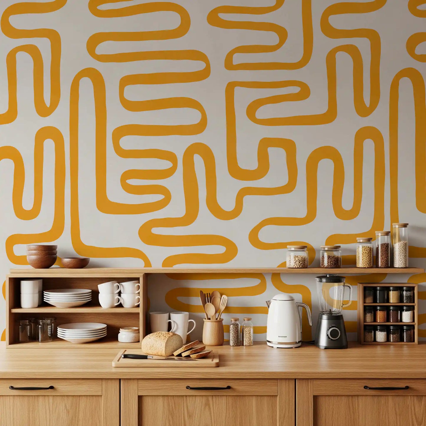 Wandbild Golden Maze mit linearem Muster