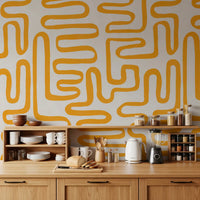 Wandbild Golden Maze mit linearem Muster
