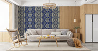 Blå og grå abstrakt ornamentalt geometrisk tapet - AMBER DESIGN tapet