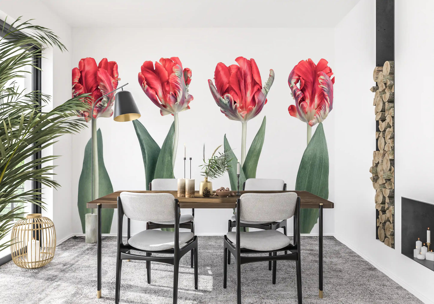 Crimson Parrot Tulip Study Wall Mural
