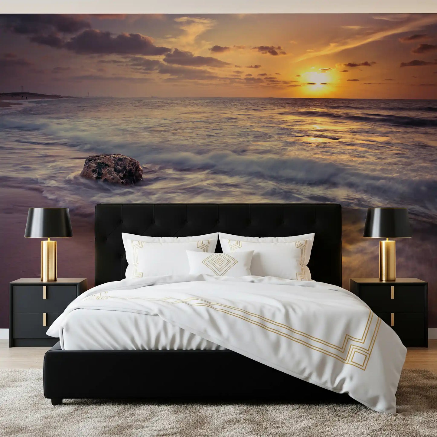 Golden Seashore Sunset View Wall Mural