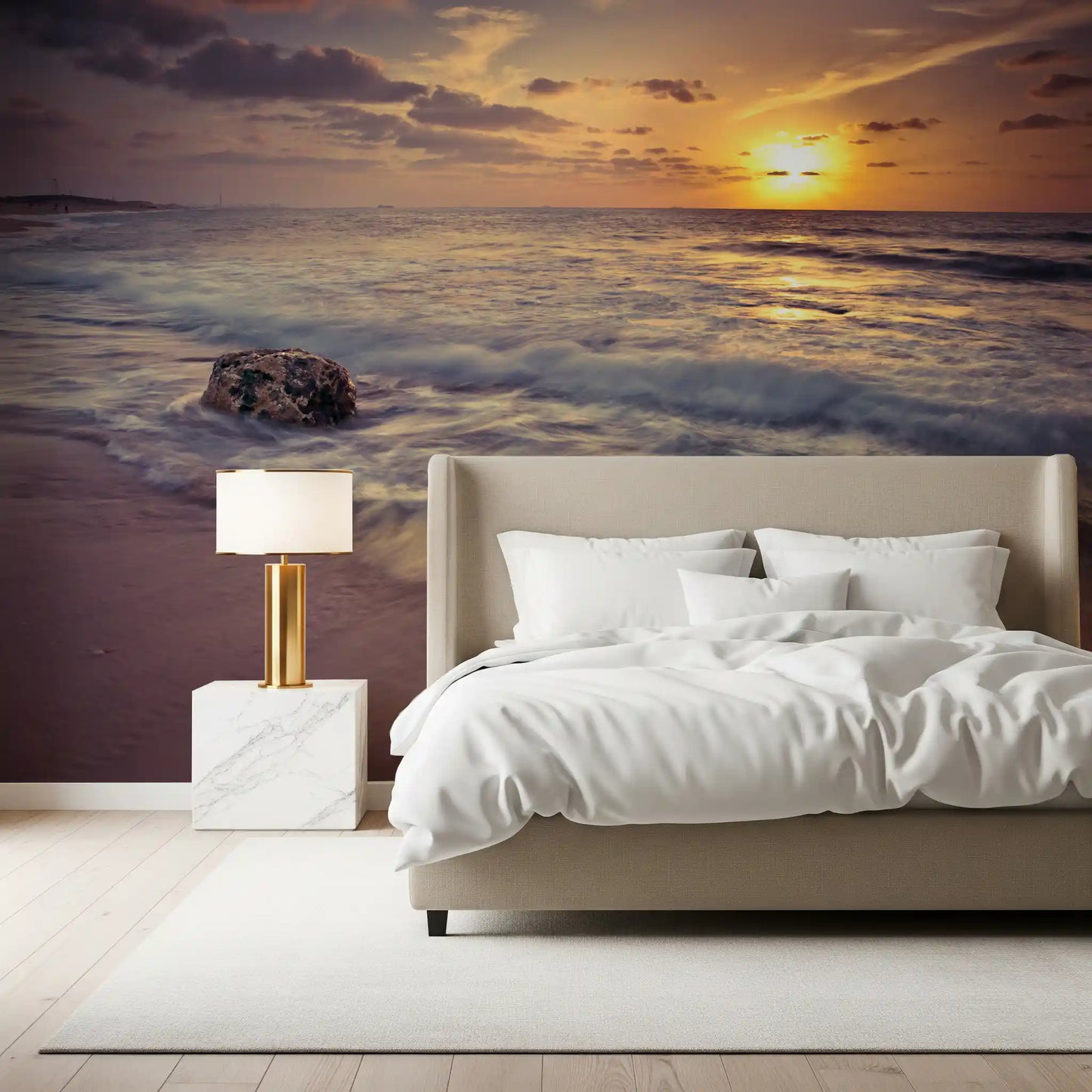 Golden Seashore Sunset View Wall Mural