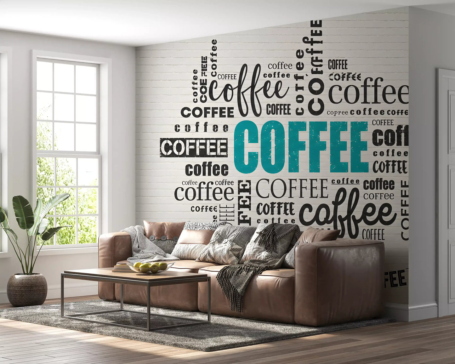 Tapet mural cu tipografie de cafea și artă cu girafă