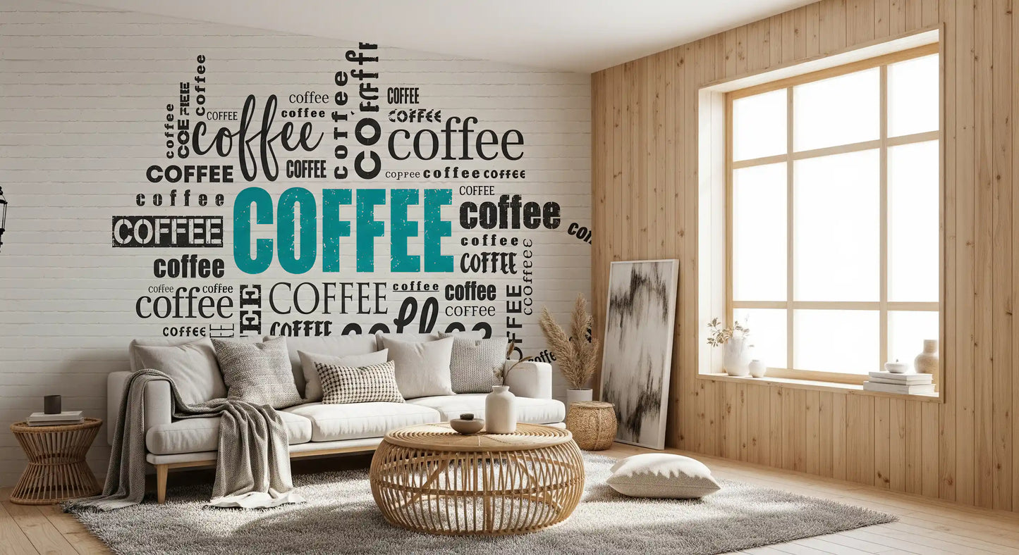 Tapet mural cu tipografie de cafea și artă cu girafă