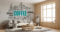Tapet mural cu tipografie de cafea și artă cu girafă
