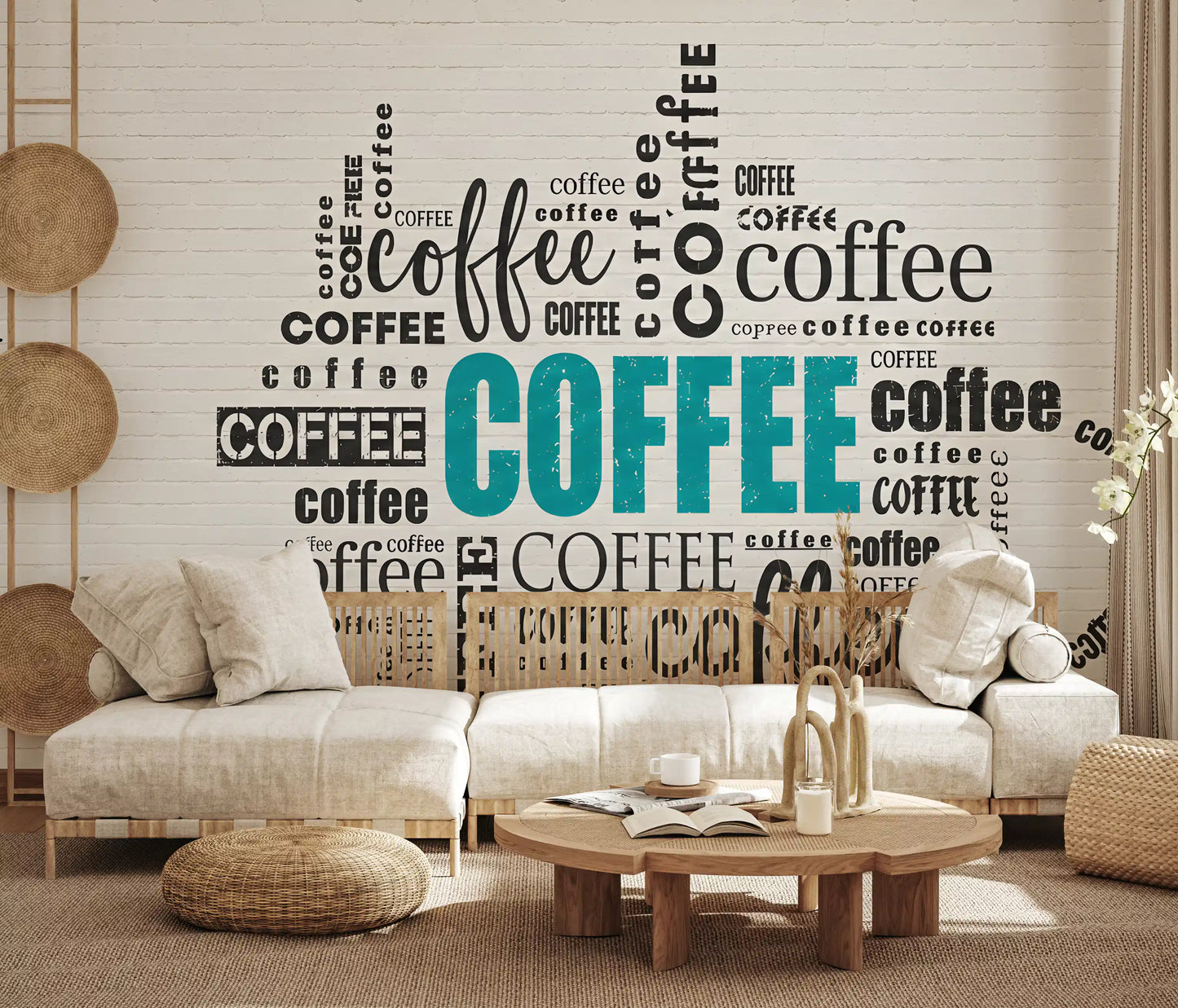 Tapet mural cu tipografie de cafea și artă cu girafă