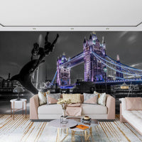 Carta da parati murale con vista notturna della fontana di London Bridge