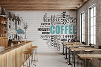 Handgezeichnetes Bistro-Erzählwandbild