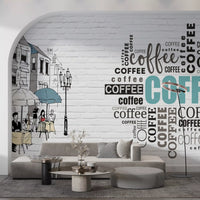 Handgezeichnetes Bistro-Erzählwandbild