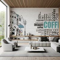 Handgezeichnetes Bistro-Erzählwandbild