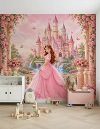 Wandbild Pink Castle Princess Garden Scene