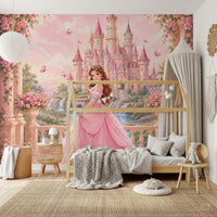 Wandbild Pink Castle Princess Garden Scene