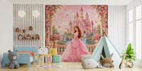 Wandbild Pink Castle Princess Garden Scene
