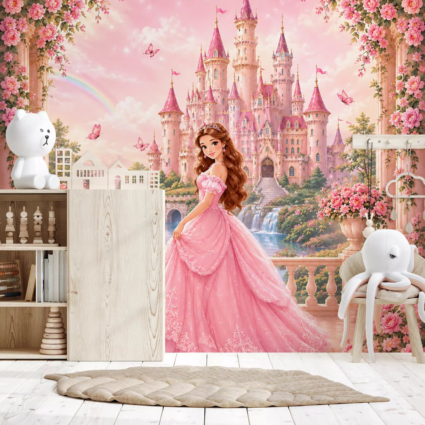 Wandbild Pink Castle Princess Garden Scene