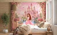 Wandbild Pink Castle Princess Garden Scene