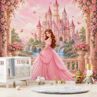 Wandbild Pink Castle Princess Garden Scene