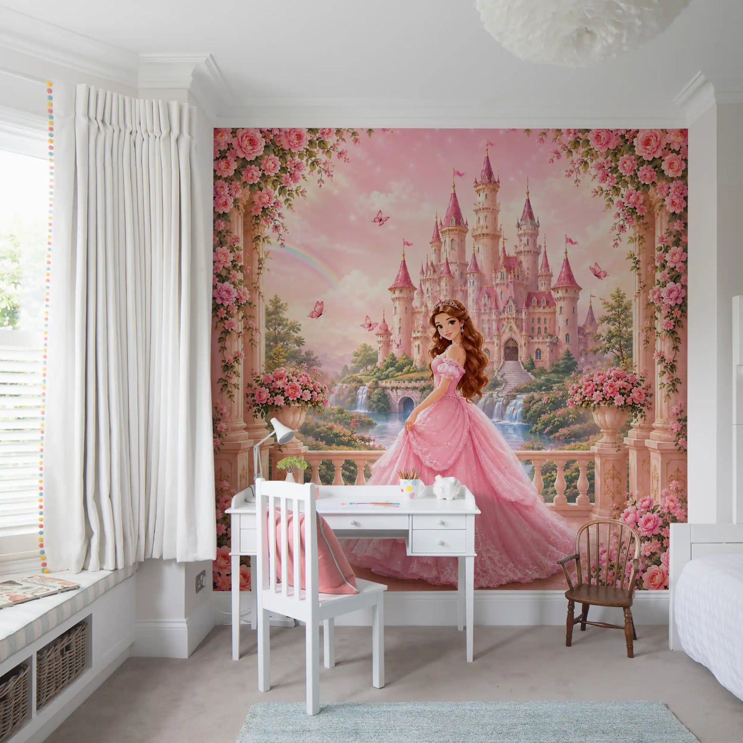 Wandbild Pink Castle Princess Garden Scene
