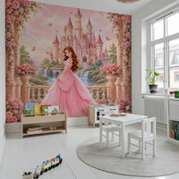 Wandbild Pink Castle Princess Garden Scene