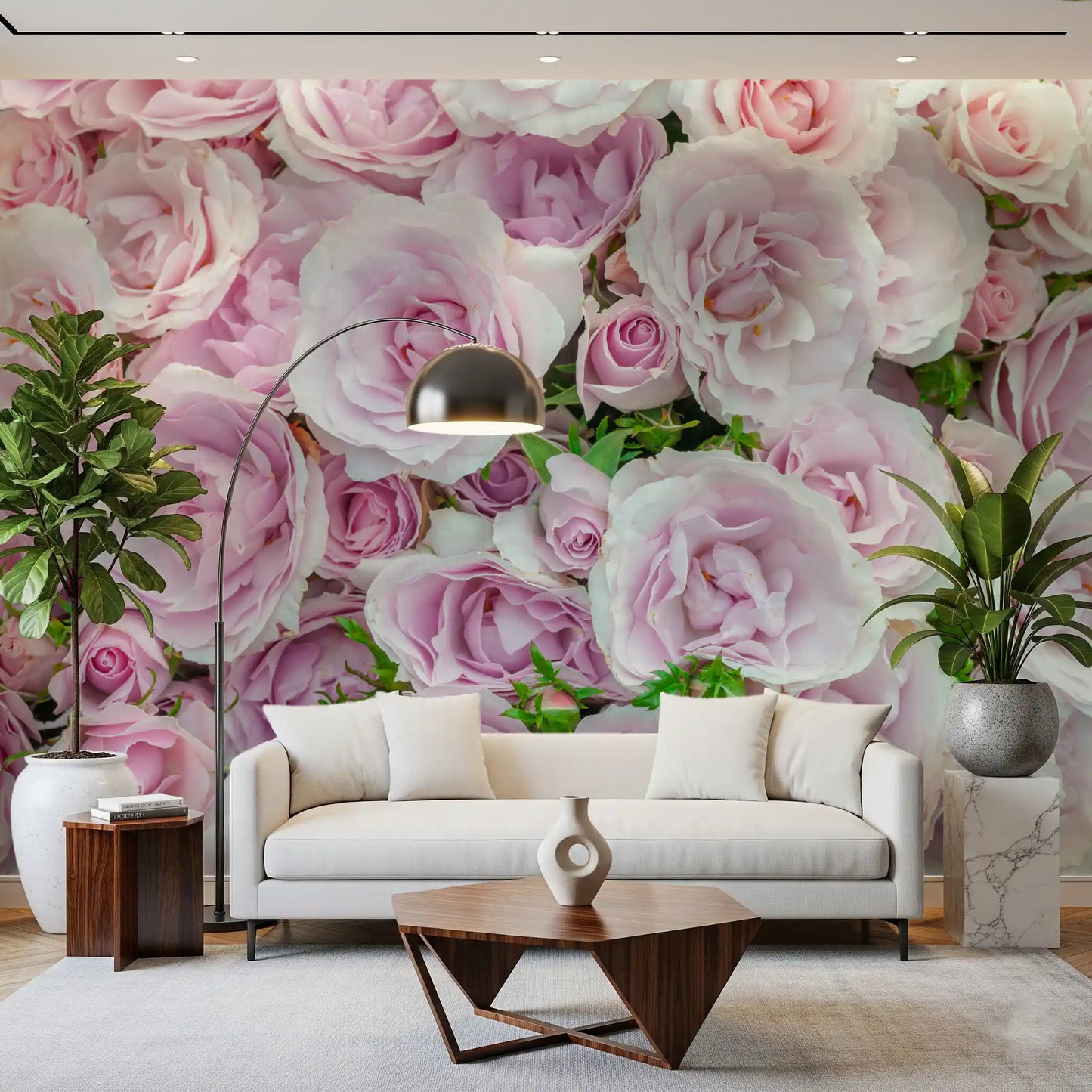 Sanftes Blush Rosengarten Wandbild