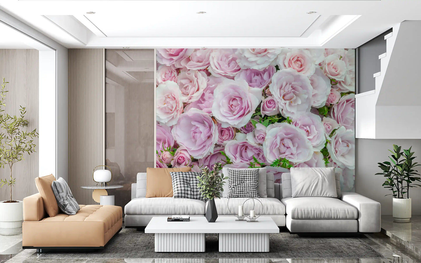 Sanftes Blush Rosengarten Wandbild
