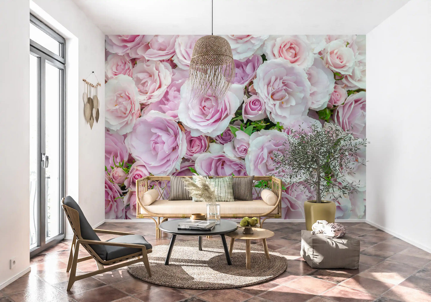 Sanftes Blush Rosengarten Wandbild