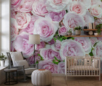 Sanftes Blush Rosengarten Wandbild