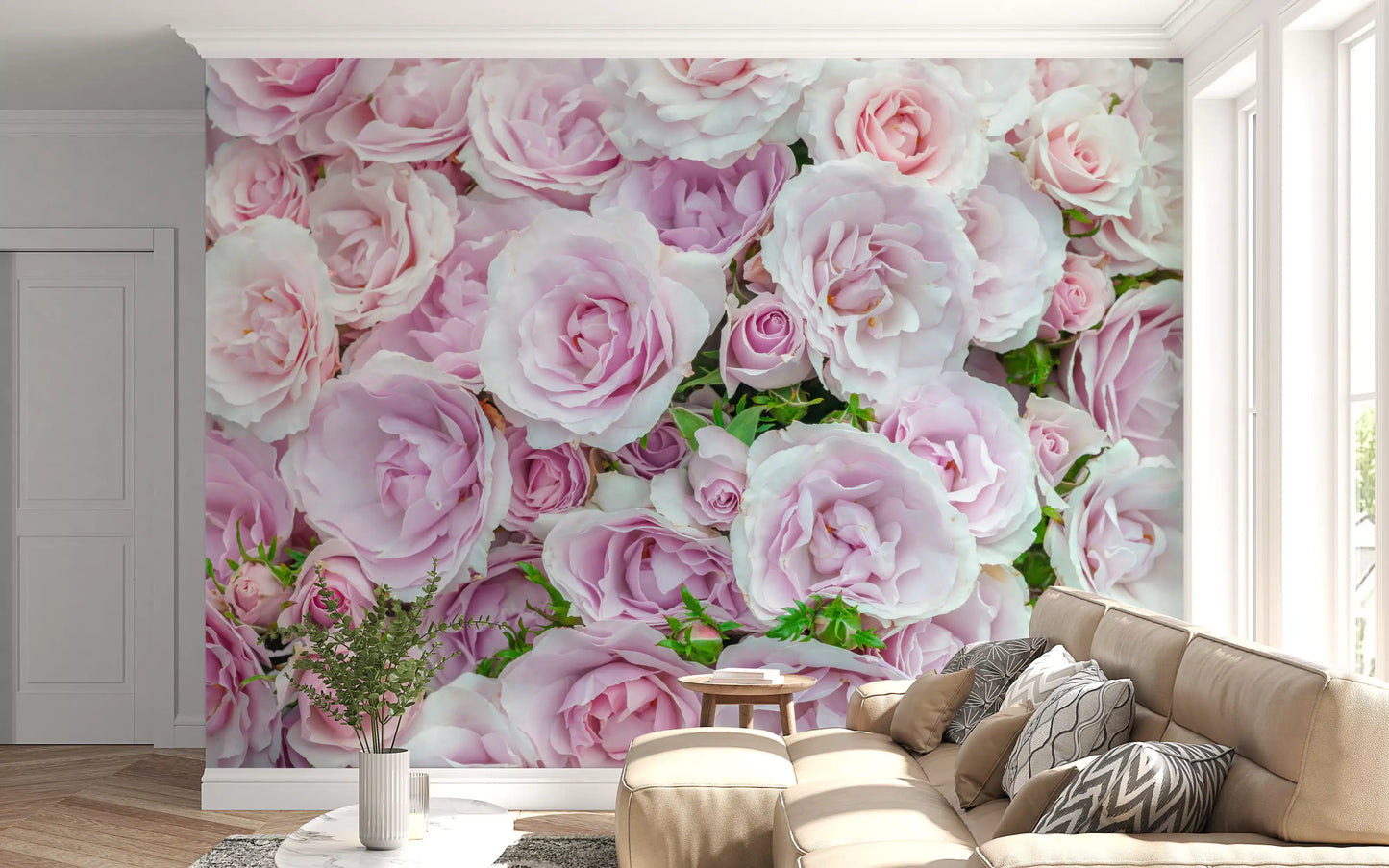 Sanftes Blush Rosengarten Wandbild