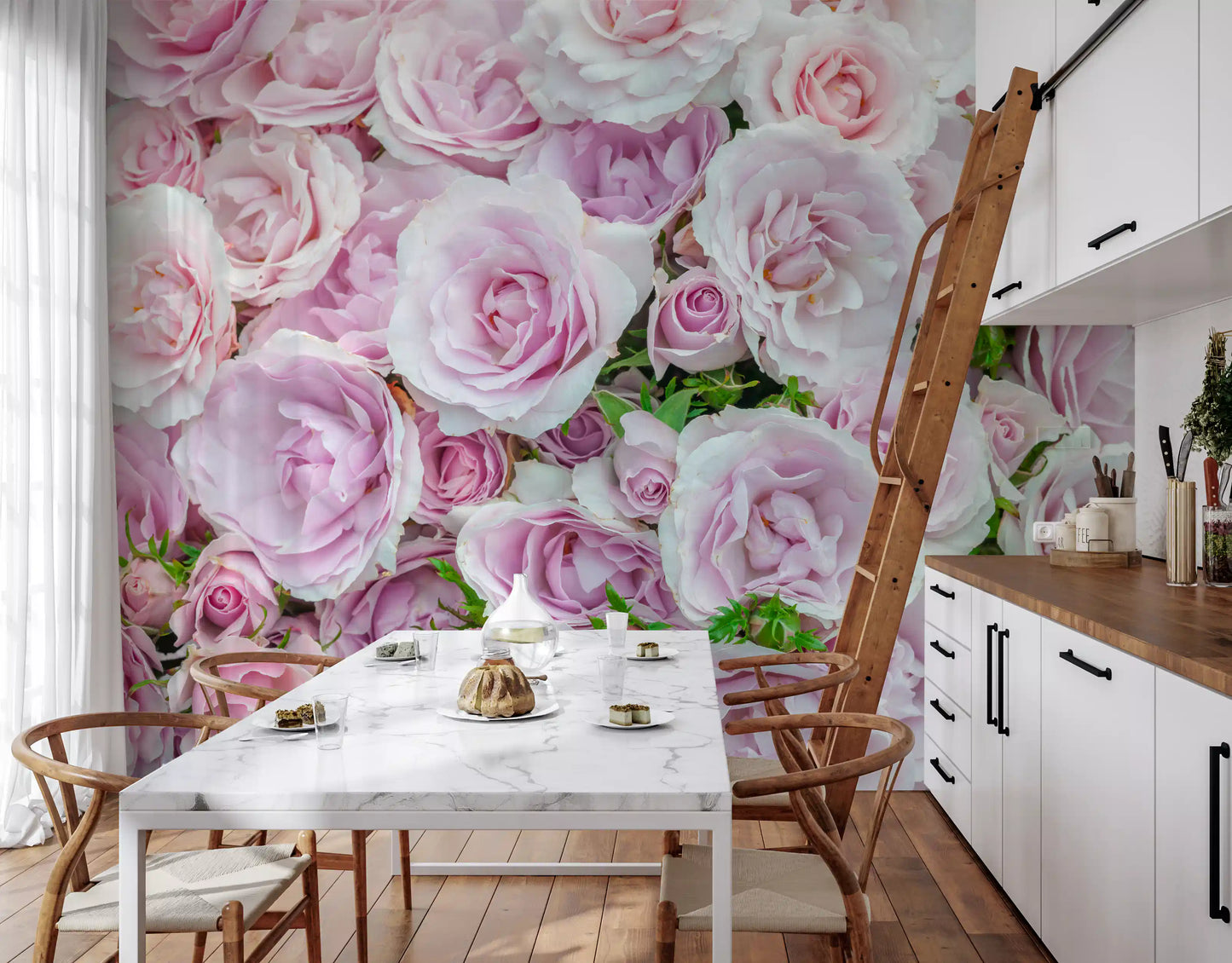 Sanftes Blush Rosengarten Wandbild