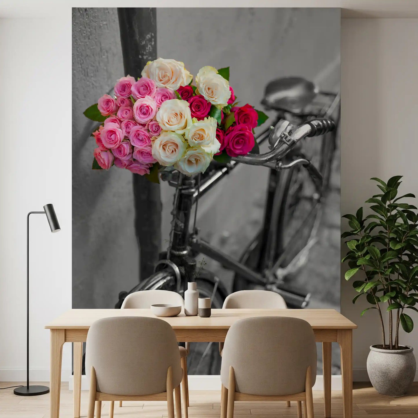 Wandbild Vintage Blumen Fahrradreise