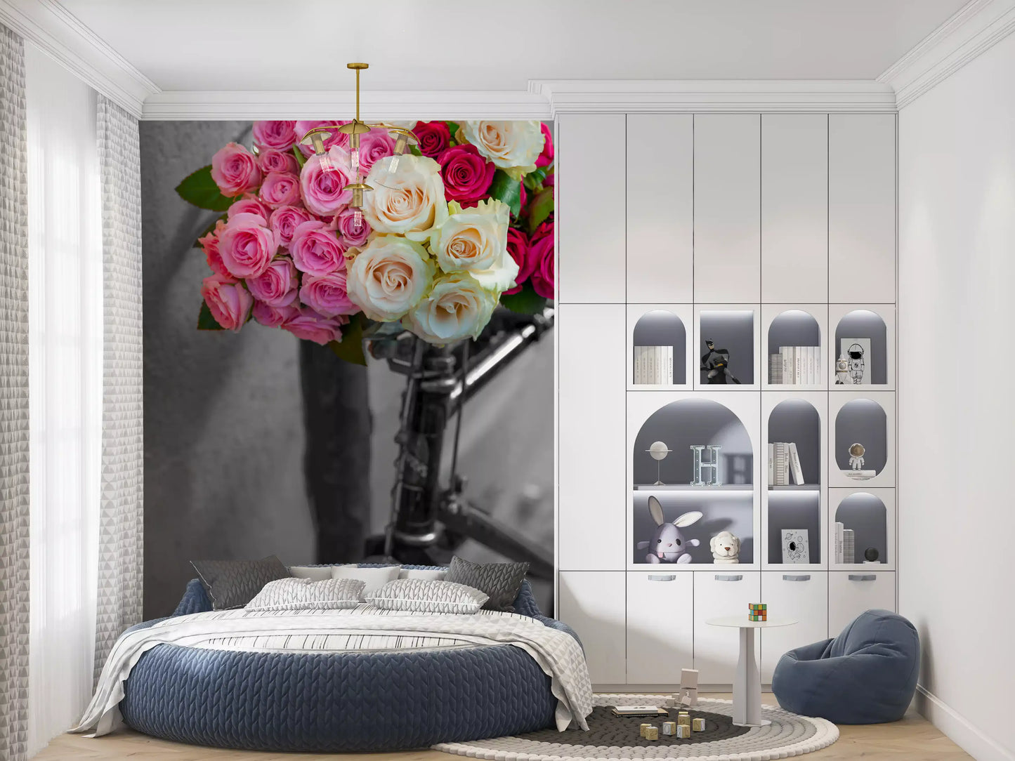 Wandbild Vintage Blumen Fahrradreise
